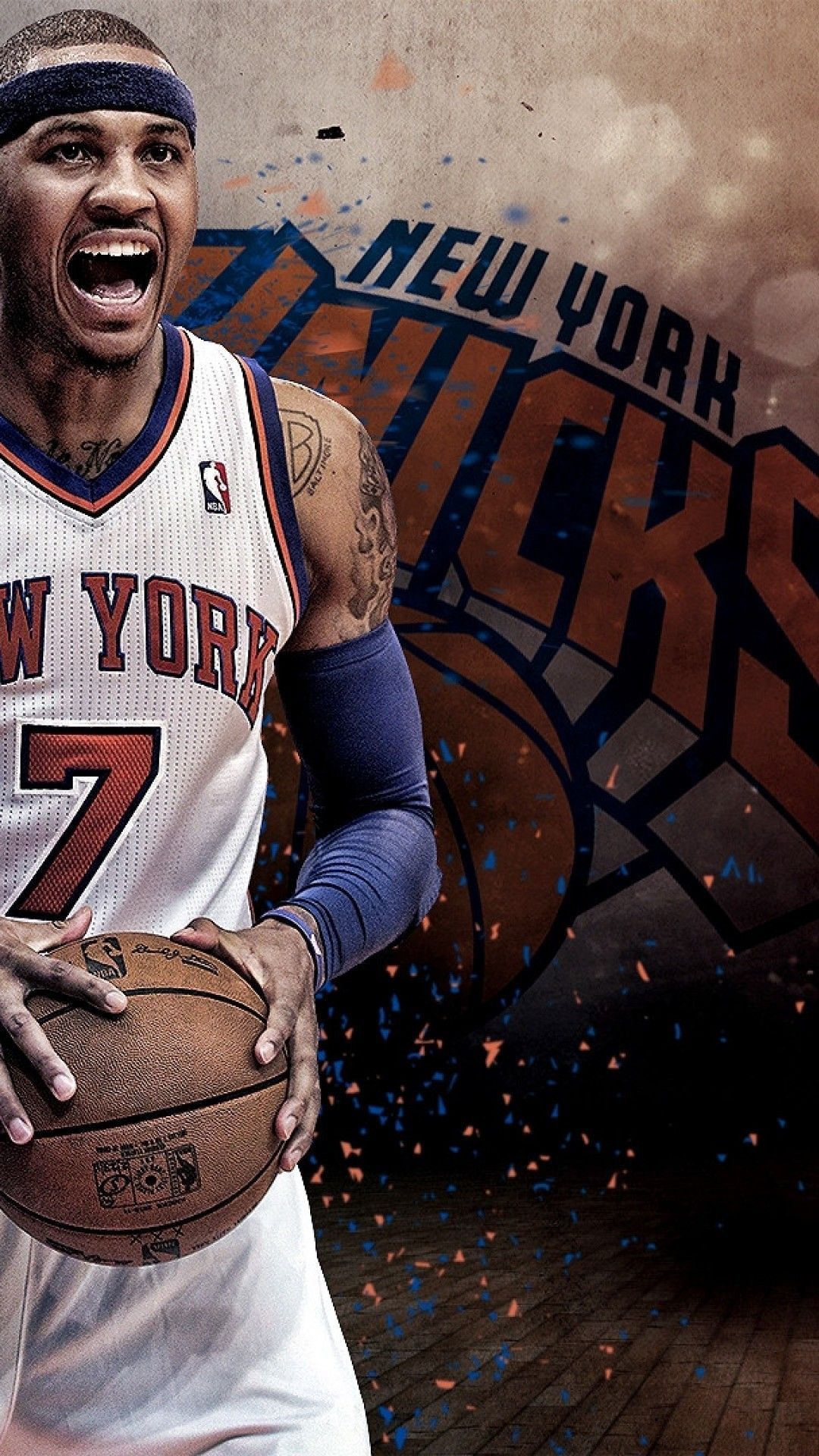 Download Carmelo Anthony Red Fire Art Wallpaper