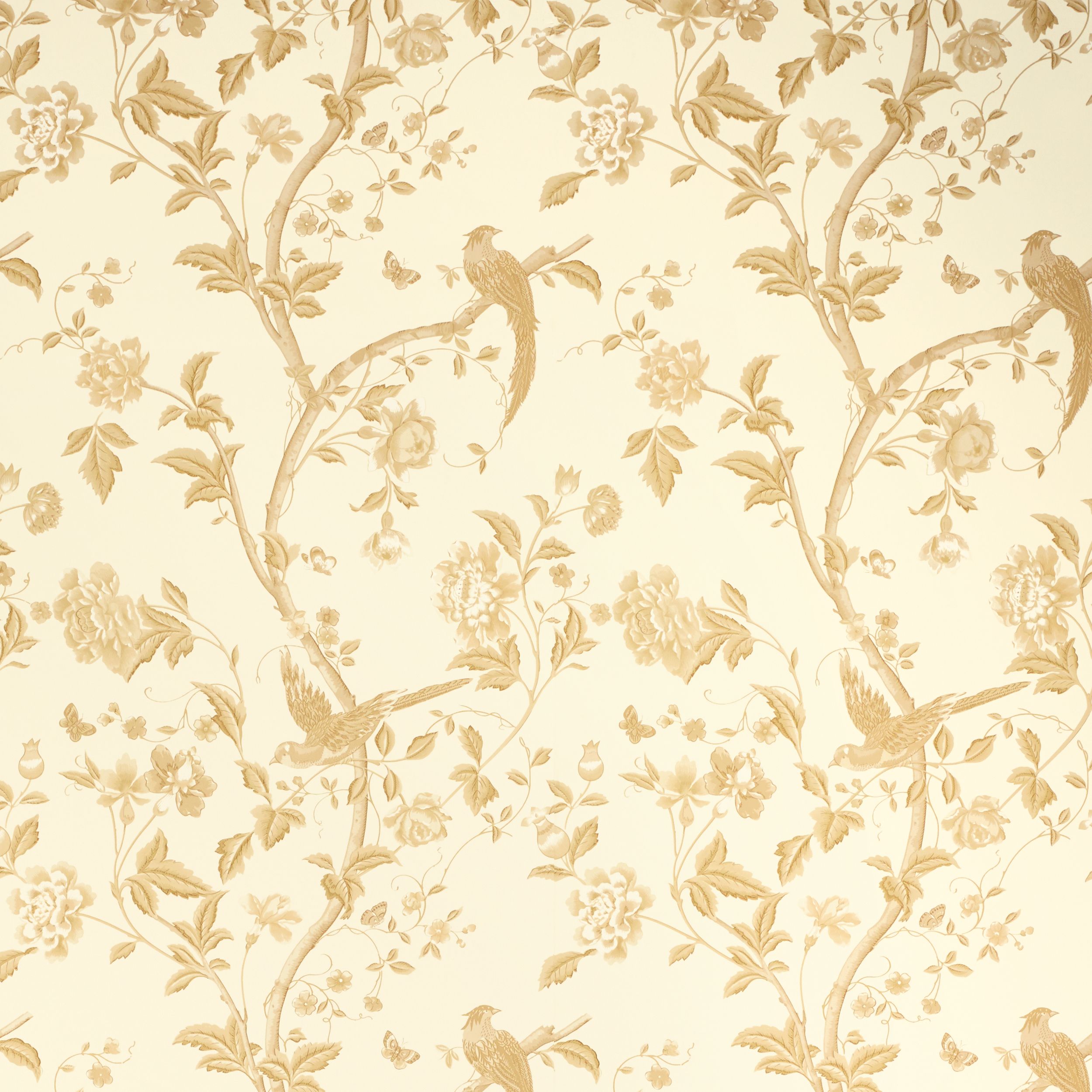 Plain Surface Vertical And Horizontal Golden Flower 3D Wallpaper