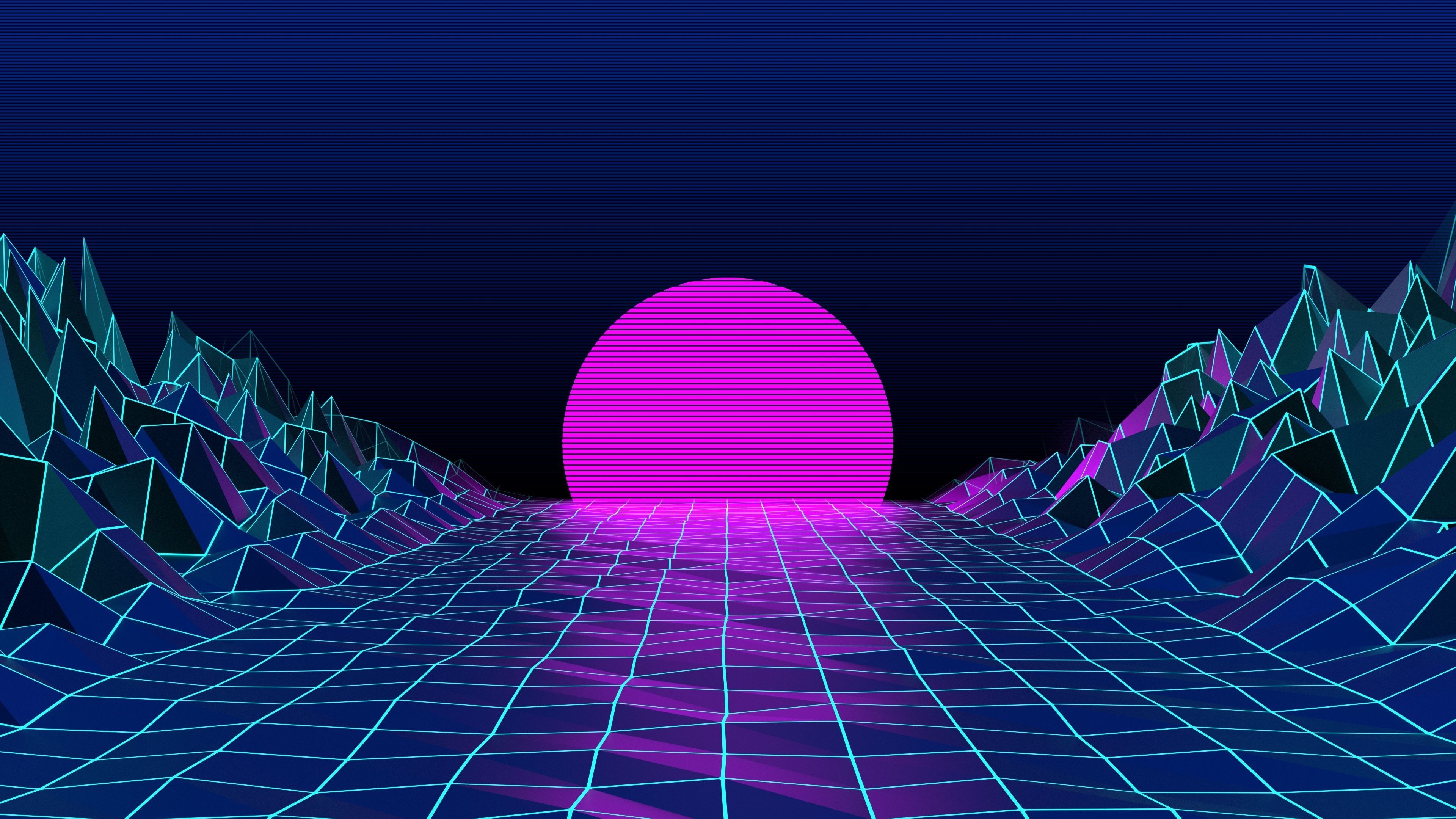 Premium Photo  Retrowave synthwave back side view 80s vaporwave cyberpunk  sunset background back to 80s concept wallpaper generative ai