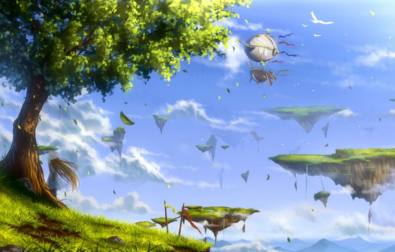 Wallpaper Anime Tree Art Cloud Plant Background  Download Free Image