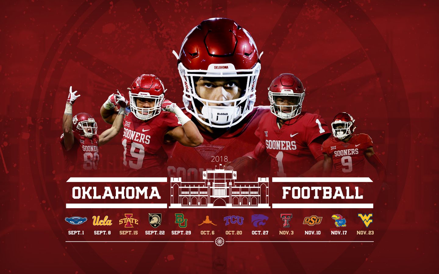 2019 Oklahoma Football Schedule: Downloadable Wallpaper
