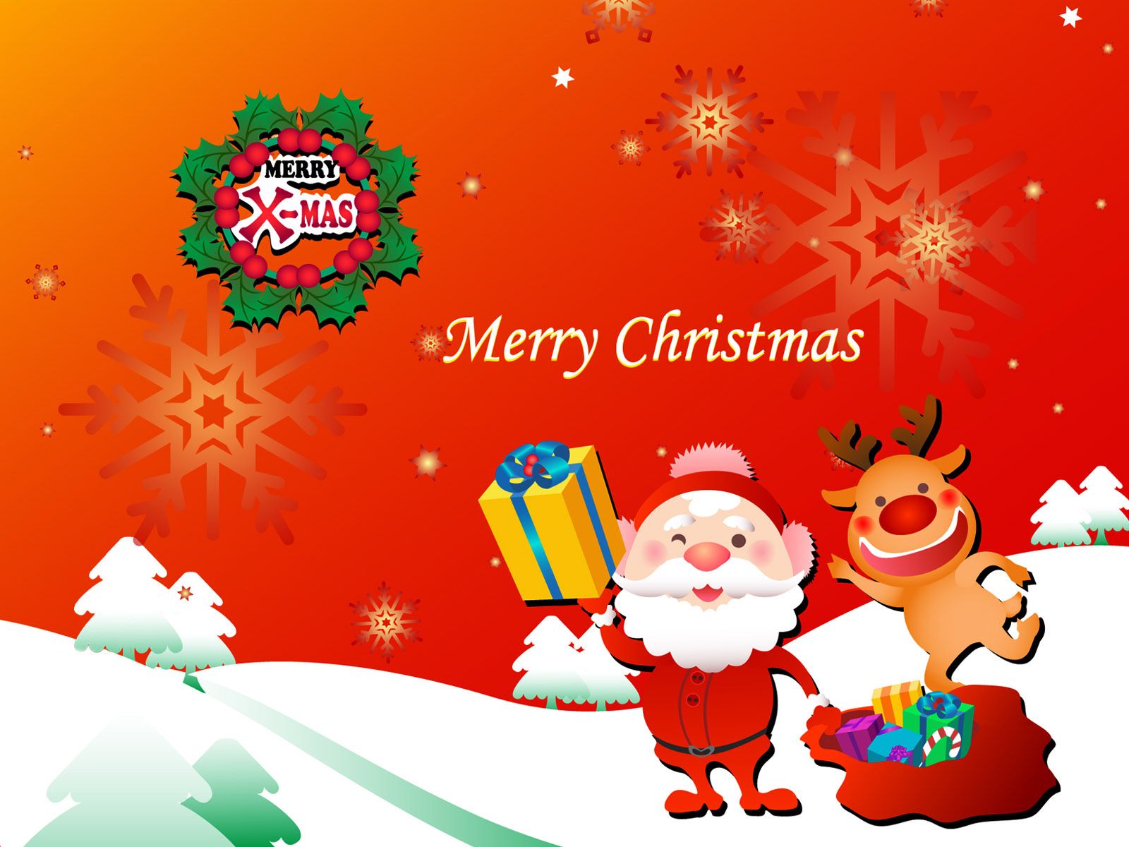 Wishes You All A Merry Christmas With Santaclaus Wallpaper