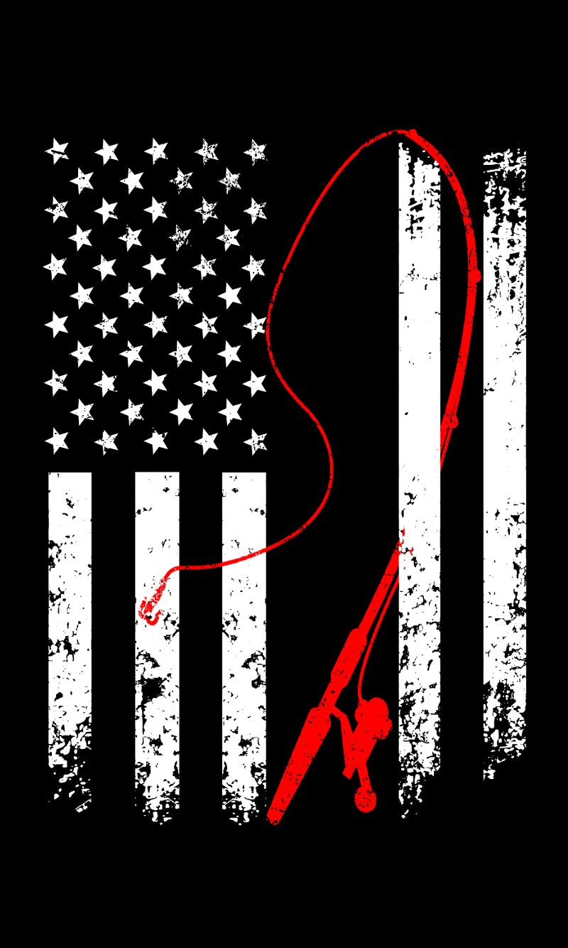 American USA Flag Bass Fishing Fan Poster  TeeShirtPalace