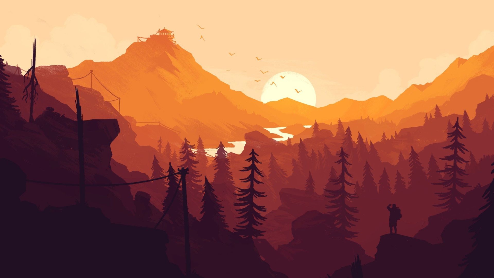 Immerse yourself in the mystery and beauty of the great outdoors with our Firewatch wallpapers. These stunning visuals capture the essence of nature and adventure, and will take you on a journey through lush forests, epic vistas, and awe-inspiring landscapes.