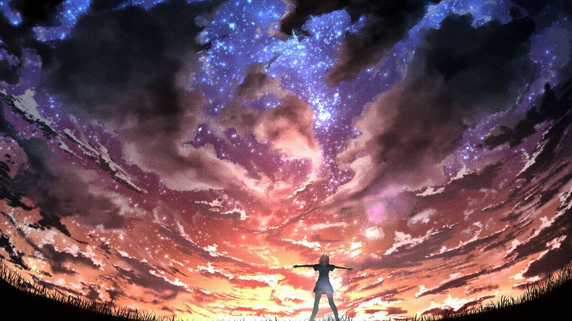 Anime Art Night Sky Scenery 4K wallpaper download
