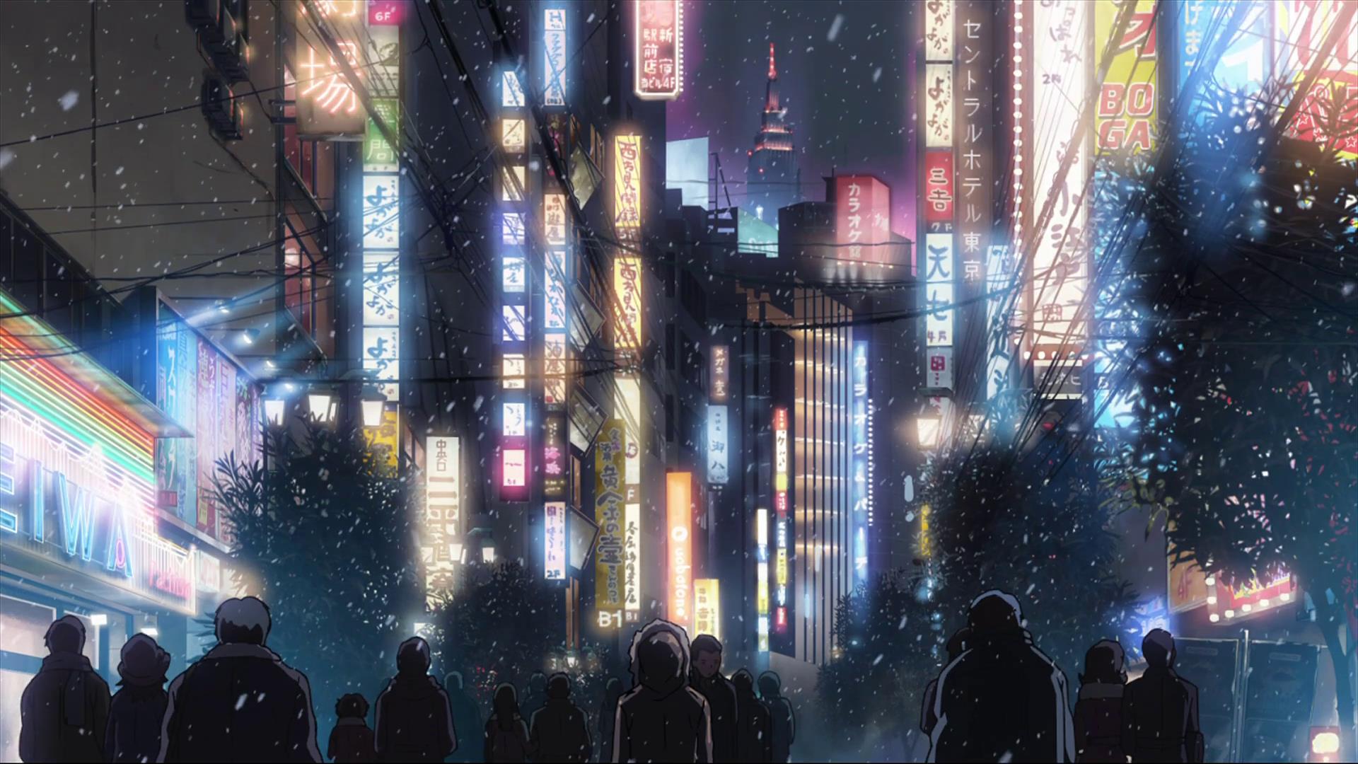 HD wallpaper: anime, anime girls, Tokyo, umbrella, black cats, city lights  | Wallpaper Flare