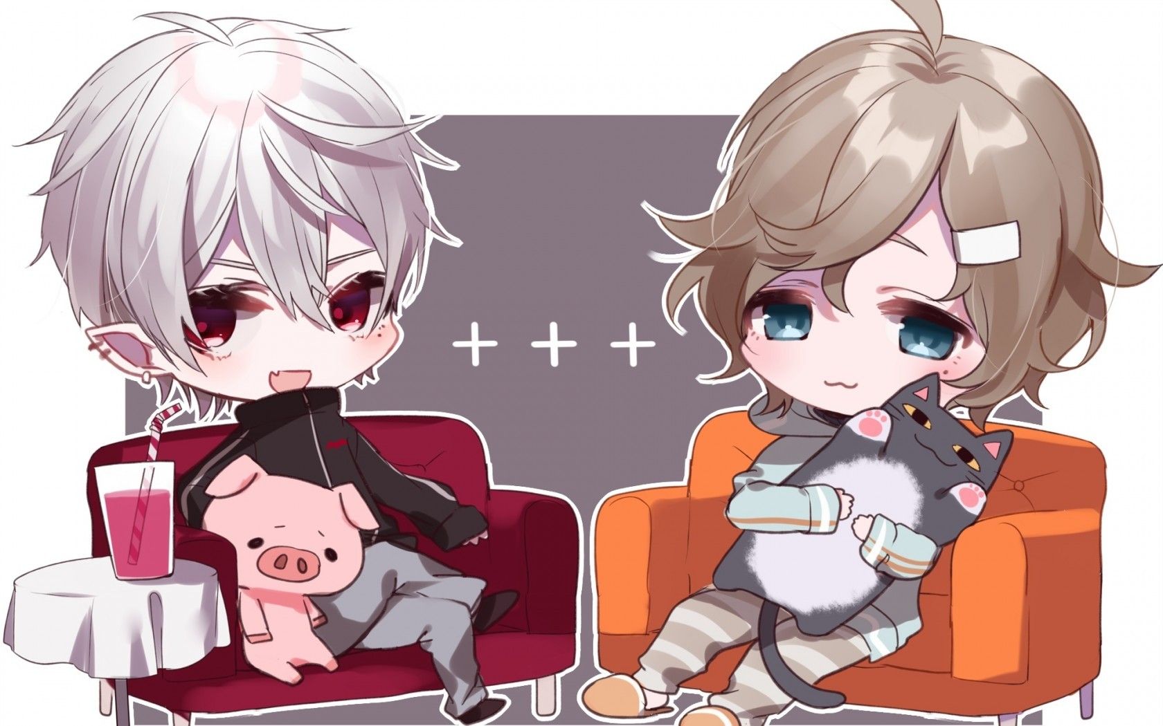 Chibi couple commission for XxNemiChanxX boy sitting beside girl anime  poster transparent background PNG clipart  HiClipart