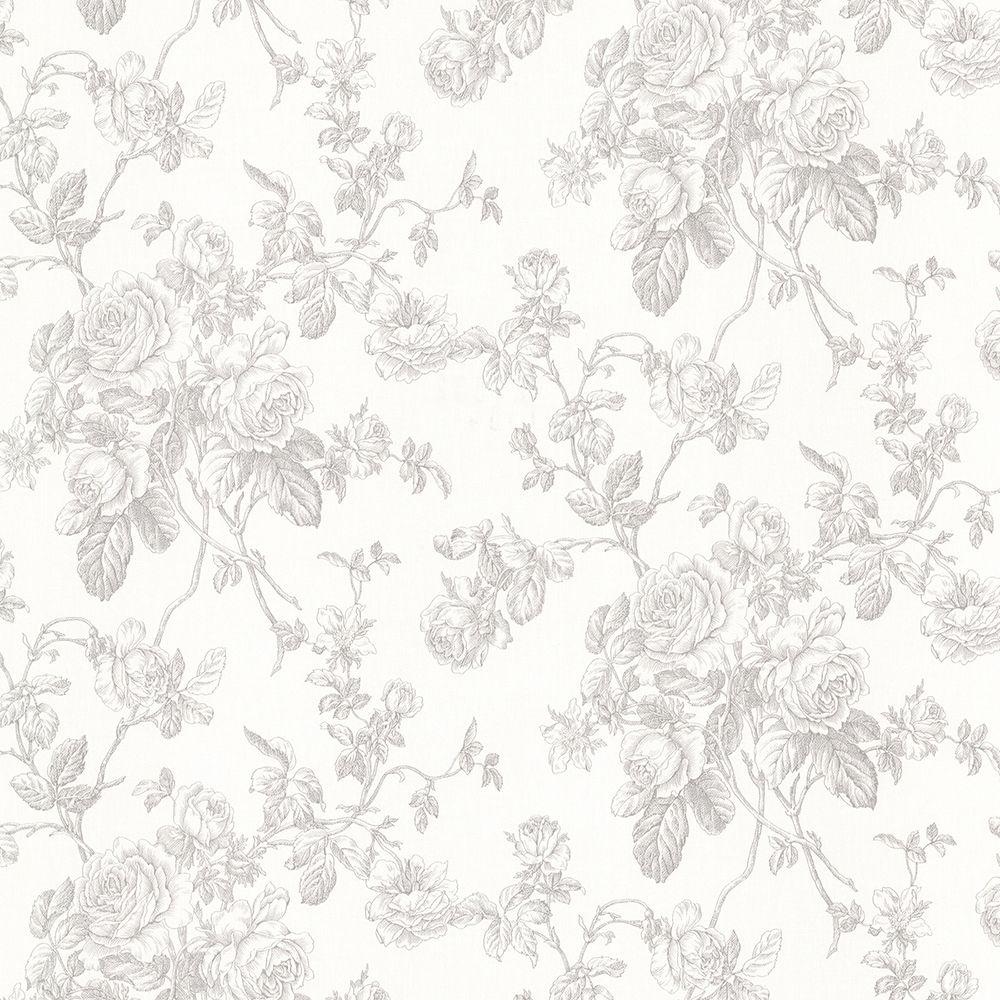 296926036  Periwinkle Light Grey Textured Floral Wallpaper  by AStreet  Prints