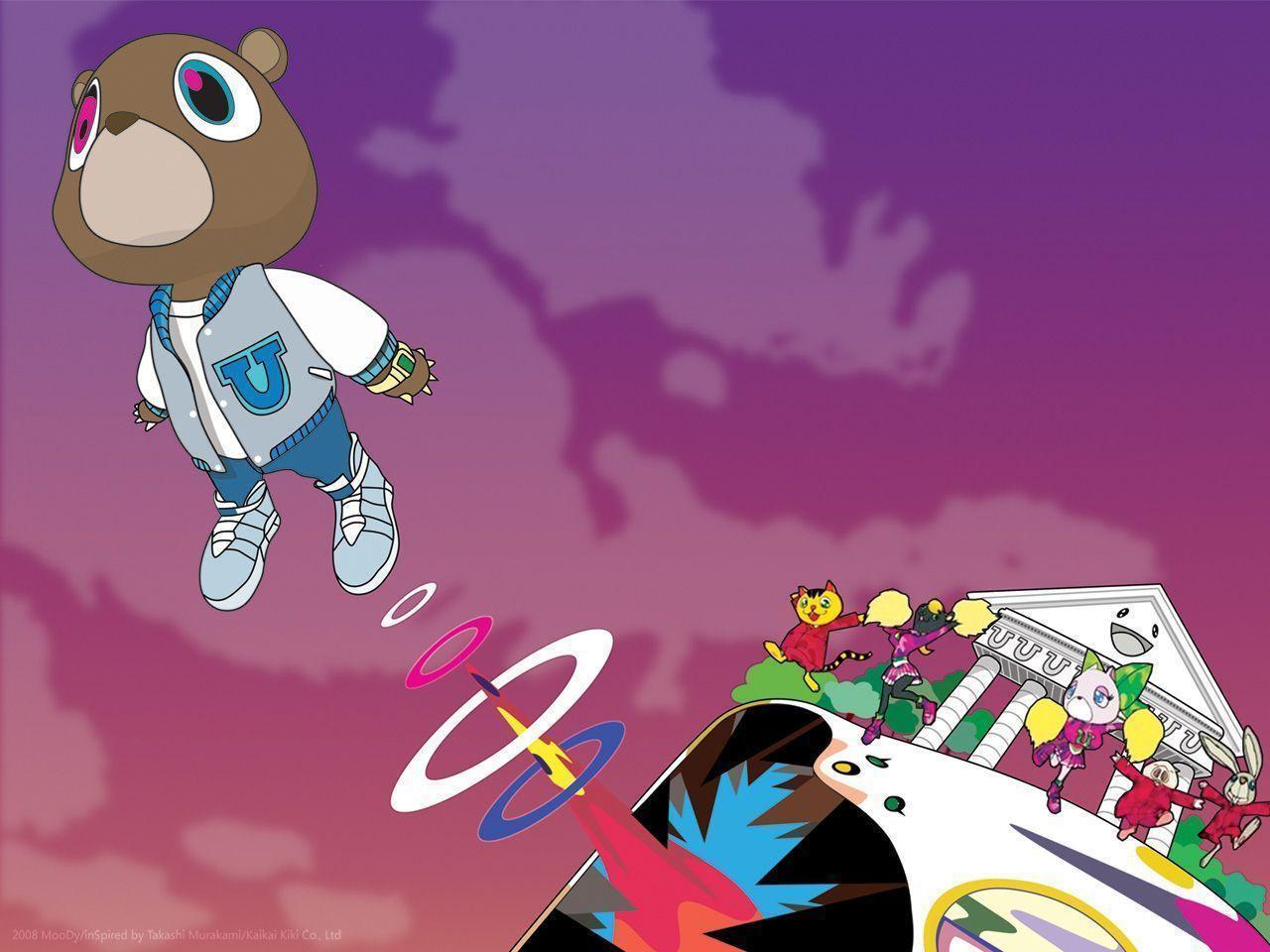 Download Kanye West Bear Graduation Clothes With Mushroom Wallpaper   Wallpaperscom