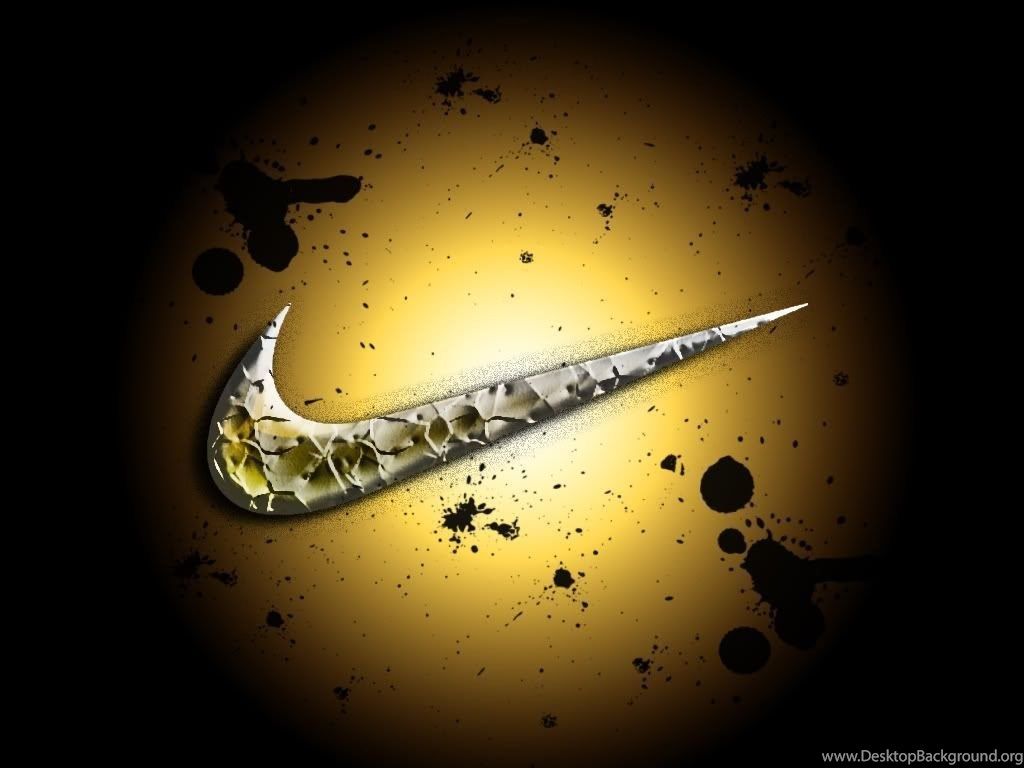 gold nike sign