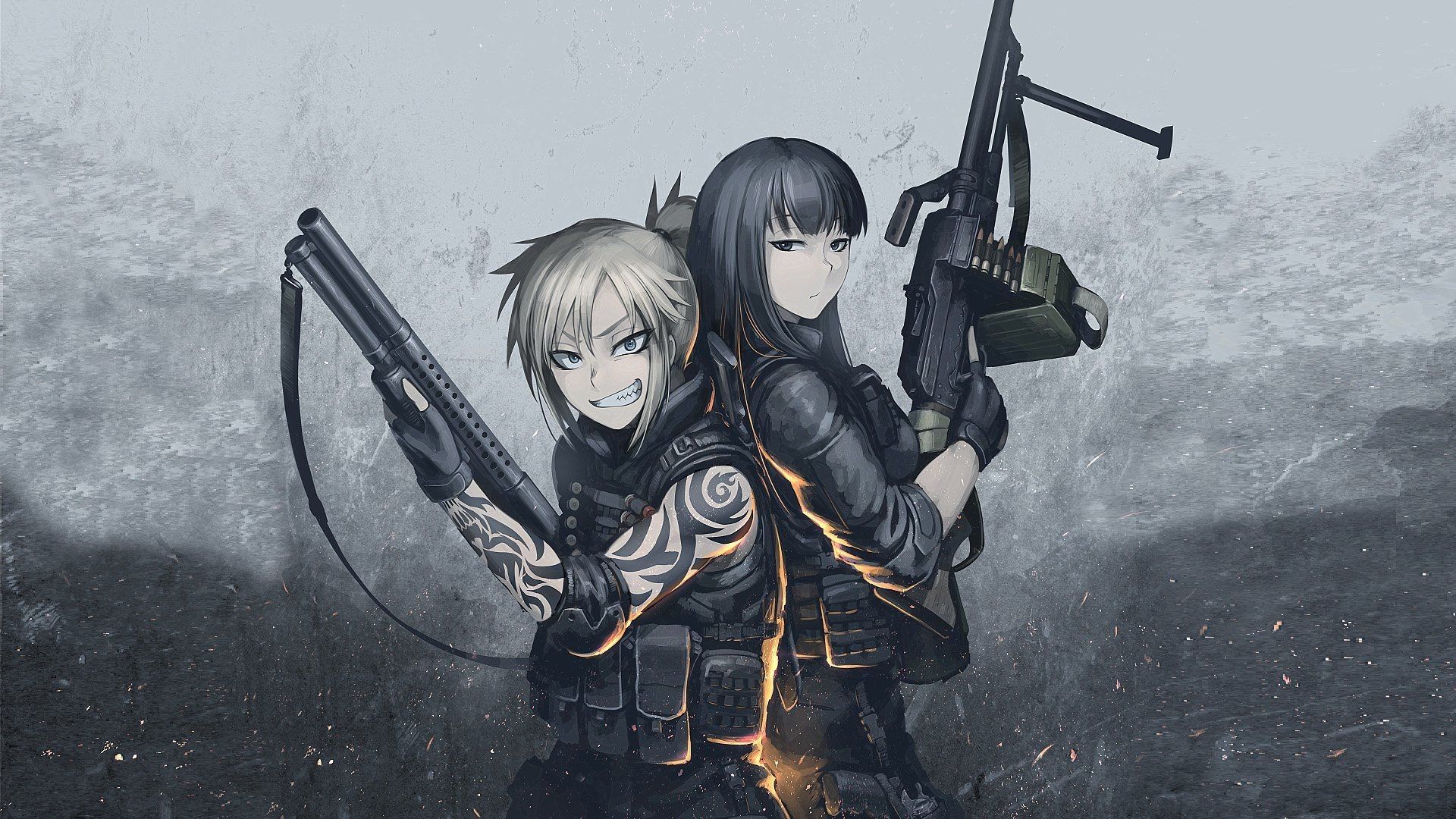 Download wallpaper 1366x768 cute soldiers anime girls artwork original  tablet laptop 1366x768 hd background 17091