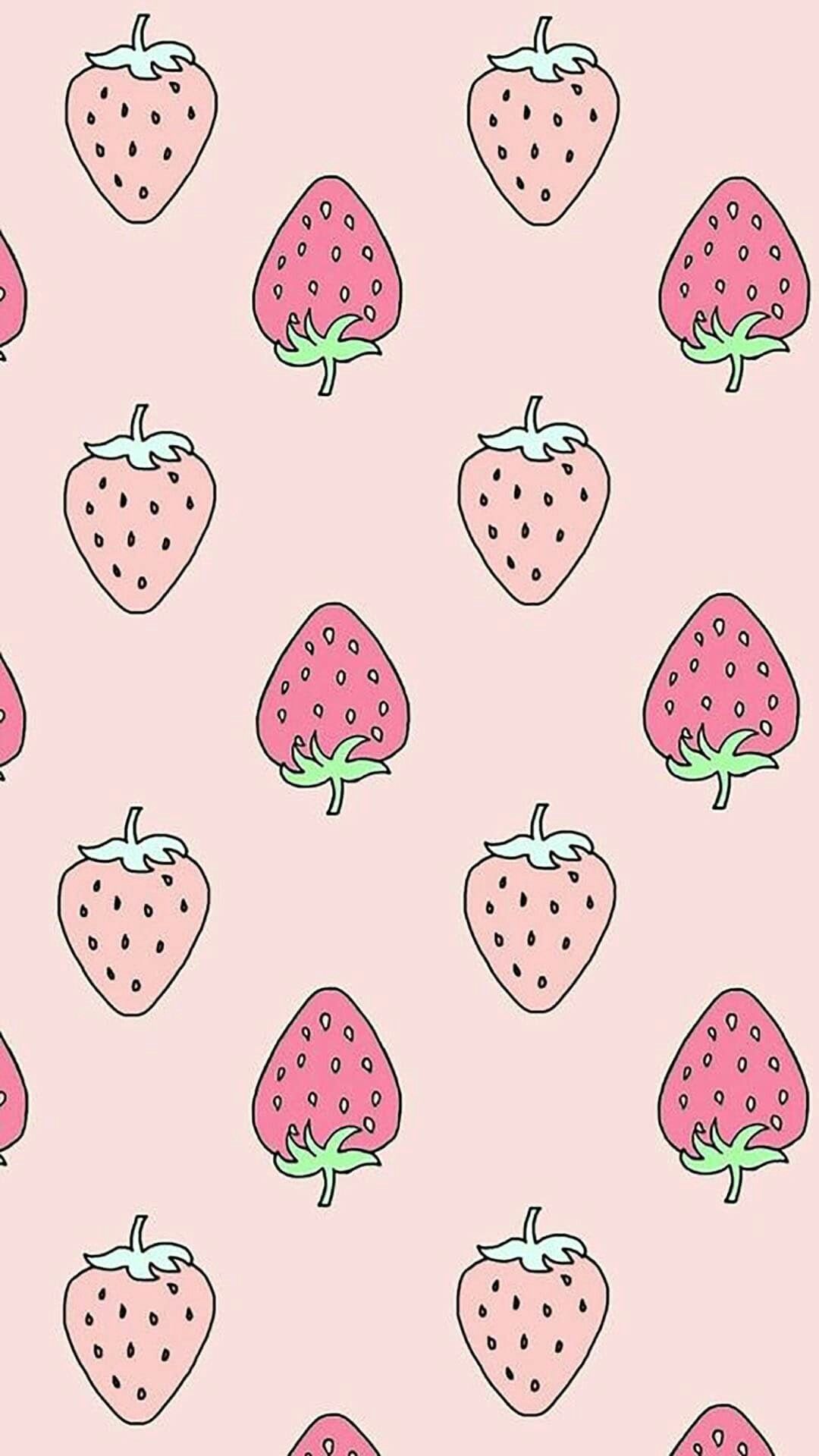 Strawberry Fruit And Flowers On A Pink Background by Stocksy Contributor  Ruth Black  Purple flower background Strawberry background Fruit  wallpaper