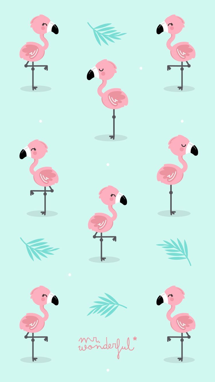 Flamingos with blue background mural wallpaper  TenStickers