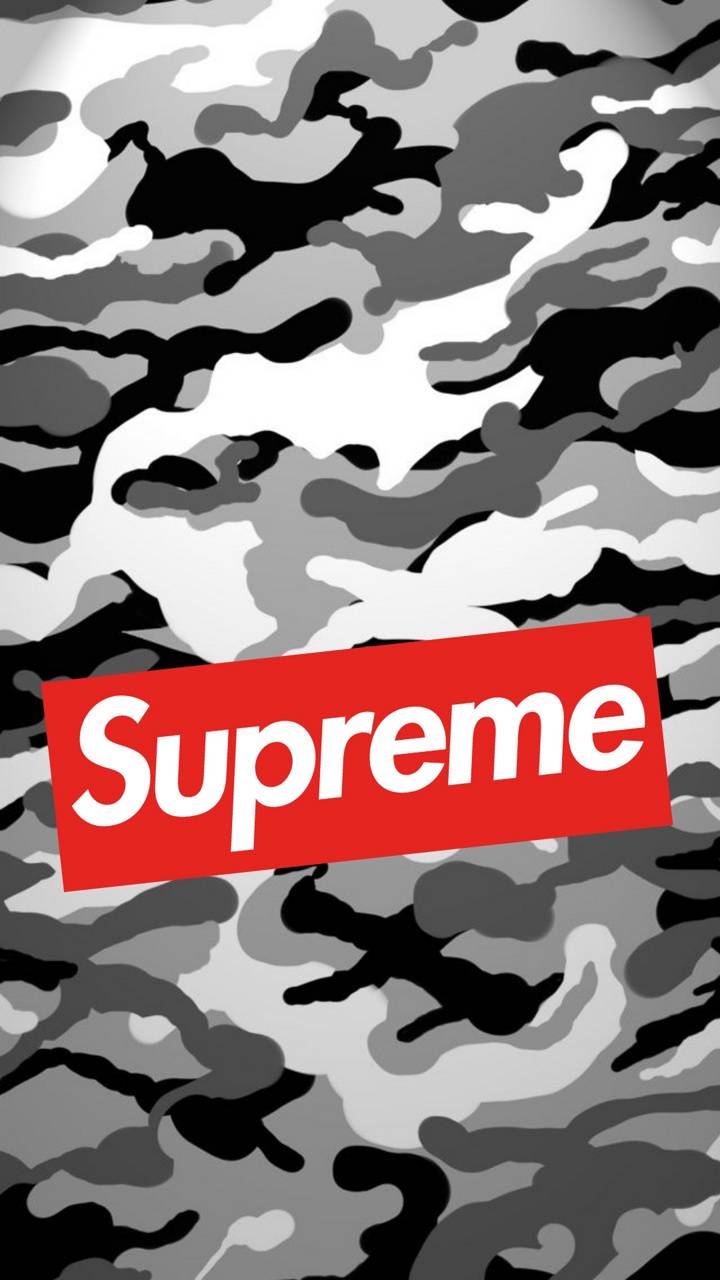 Download Superior Supreme Logo On Red Camouflage Wallpaper
