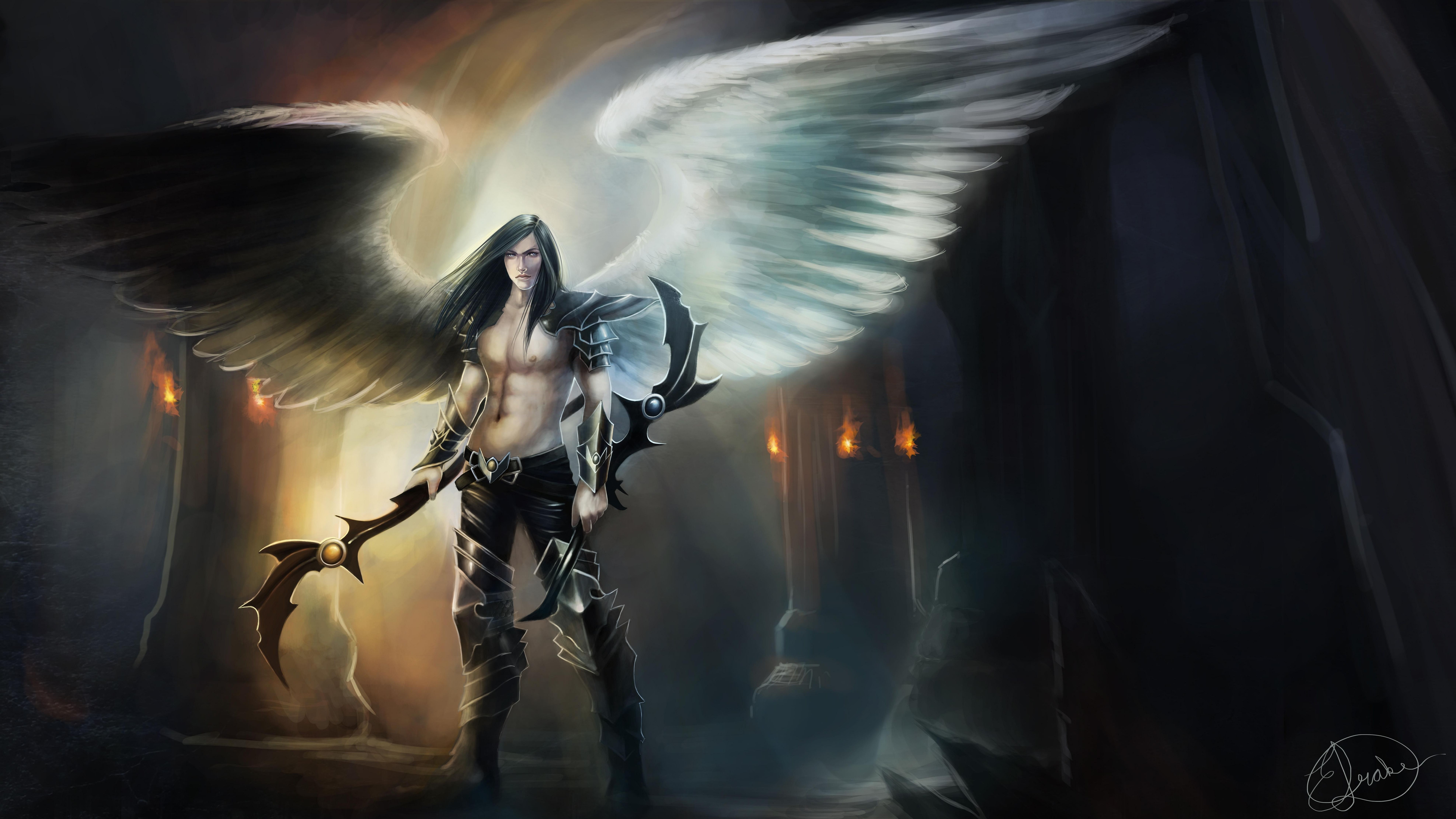 HD wallpaper Fantasy Angel Warrior Wings Woman  Wallpaper Flare
