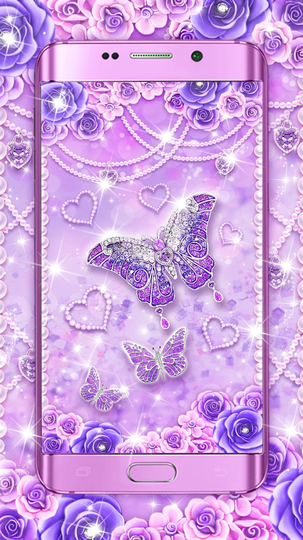 Diamond Butterflies pink cute HD phone wallpaper  Peakpx