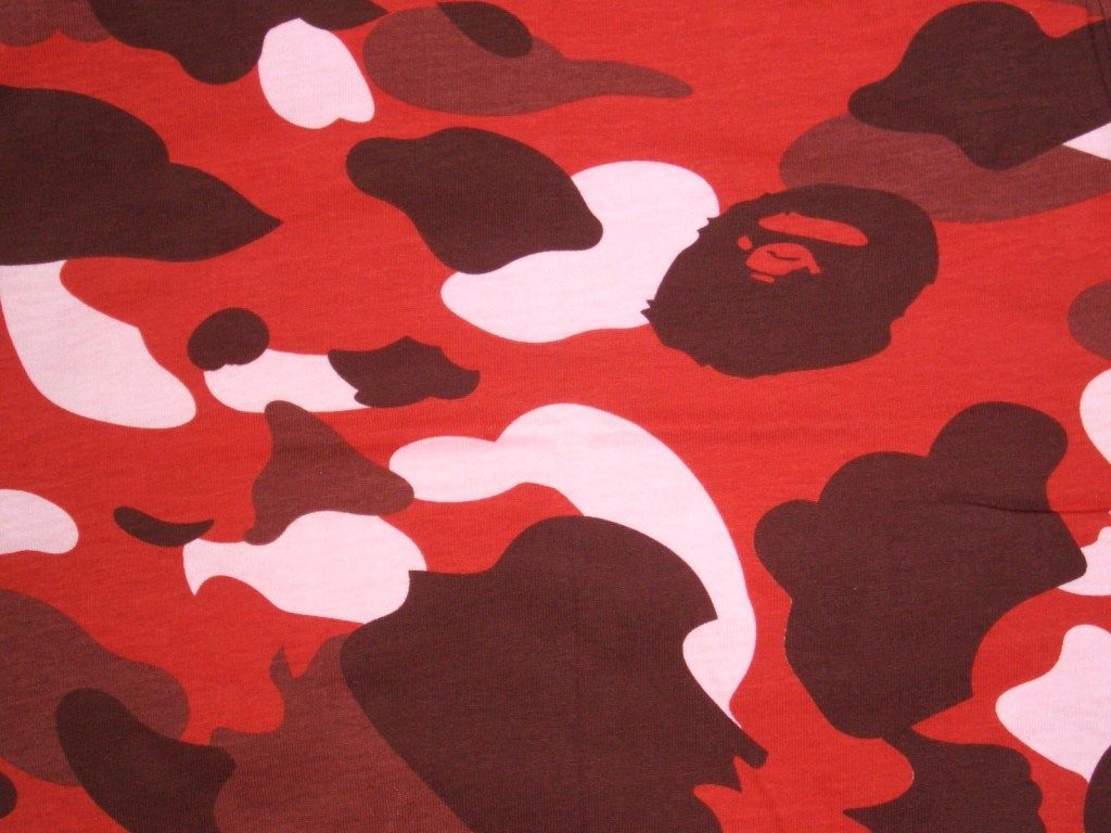 White ad red camouflage bathing ape pink background HD wallpaper   Wallpaper Flare