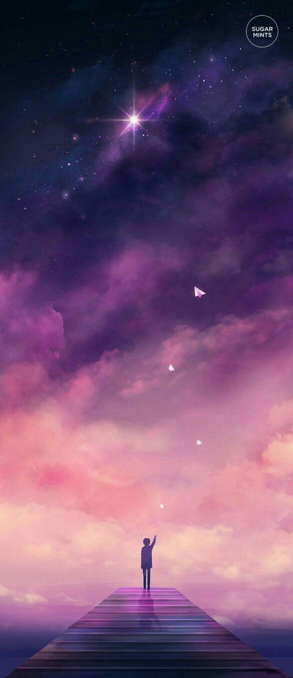 Anime Girl Blue Pink Starry Sky Nature Background HD Anime Wallpapers  HD  Wallpapers  ID 100330