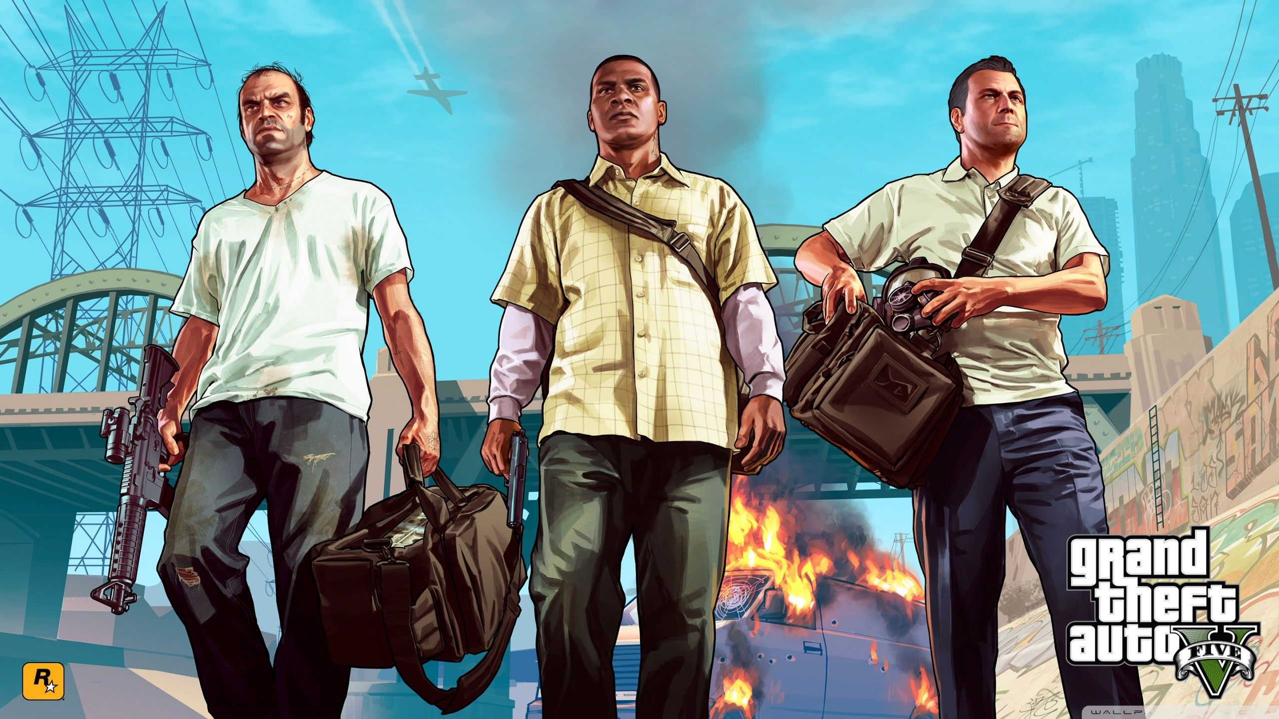 Bạn là một fan cuồng của game GTA 5? Hãy tải ngay các hình nền máy tính đẹp lung linh về game này. Hình ảnh về các nhân vật yêu thích và cảnh quan tuyệt đẹp trong game sẽ làm bạn say đắm và không muốn rời mắt.