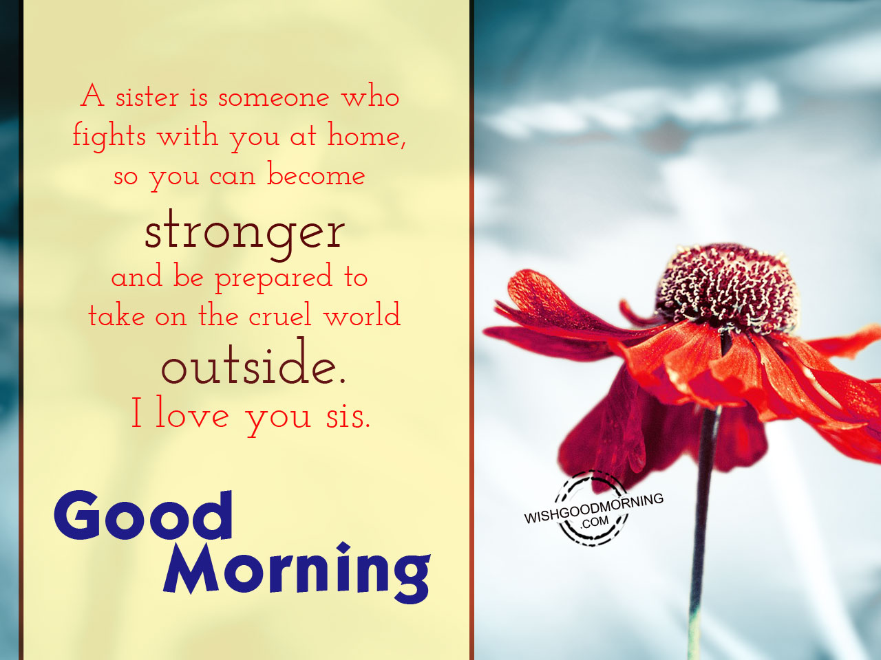 Sister morning. @Someone's sister. Good morning my sister. With sisters morning. Morning sis.