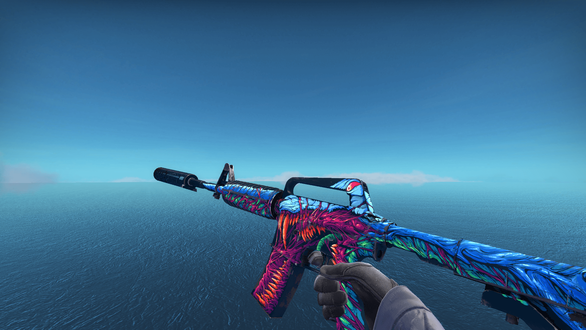 Download wallpaper fragments, flame, paint, workshop, cs go, custom paint  job, m4a1-s, hyper beast, section weapon in resolution 1920x1080