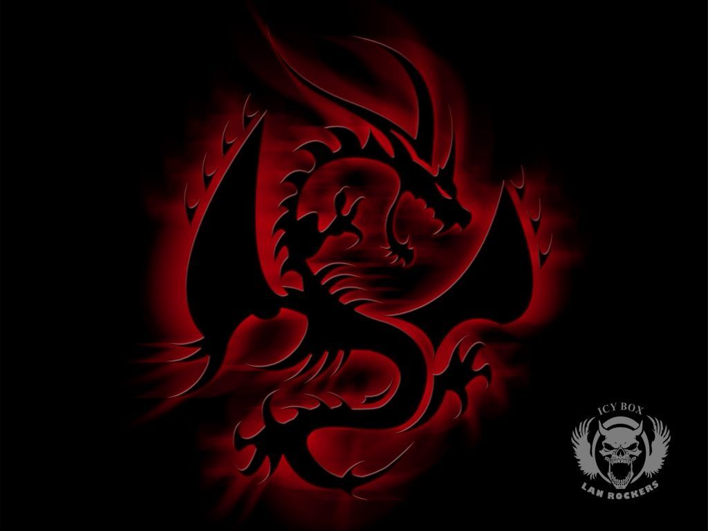black and red transparent dragon on black background