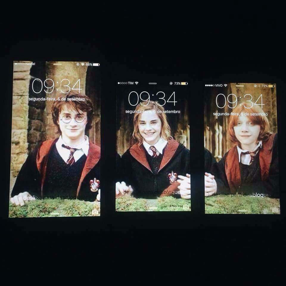 Download Cute Harry Potter Golden Trio Art Wallpaper  Wallpaperscom
