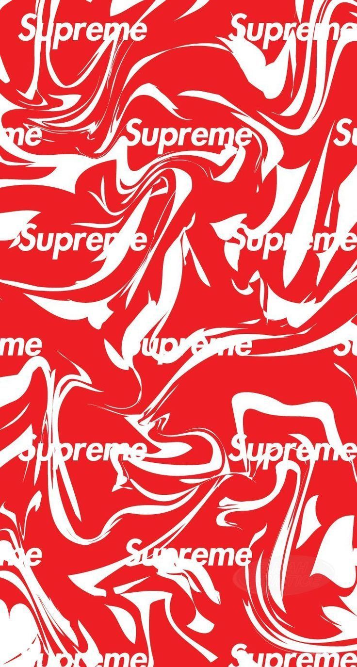Download Superior Supreme Logo On Red Louis Vuitton Pattern Wallpaper