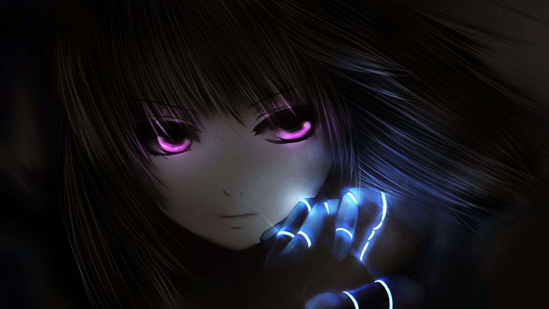 HD wallpaper anime girls black hair long hair purple eyes Cute little  girl  Wallpaper Flare