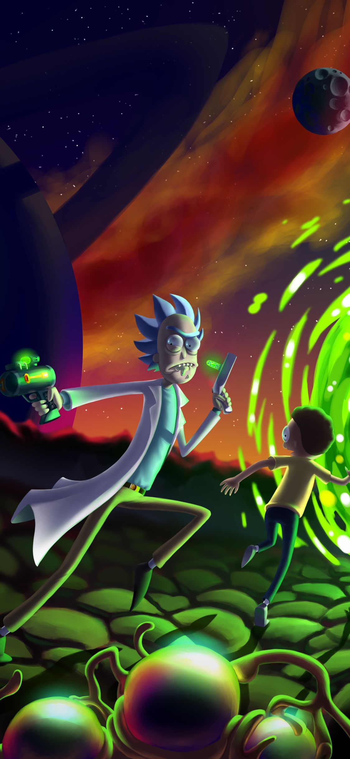 Rick and Morty Lightsaber Wallpaper iPhone Phone 4K #9420e