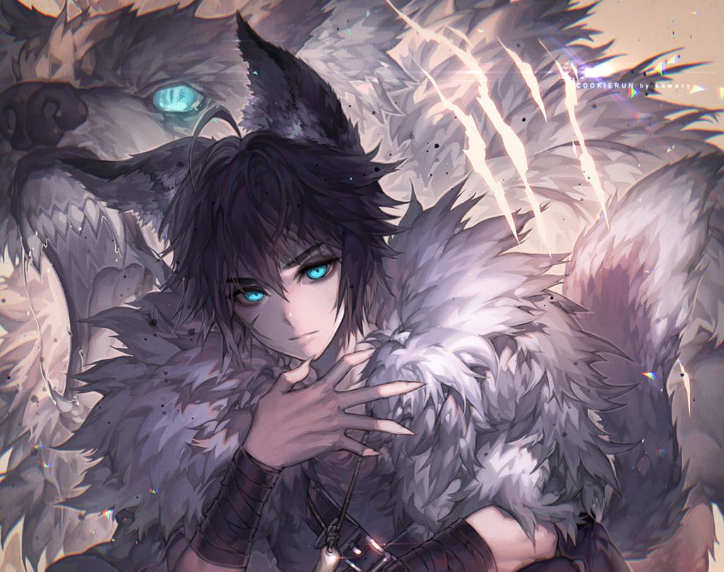 anima wolf with person