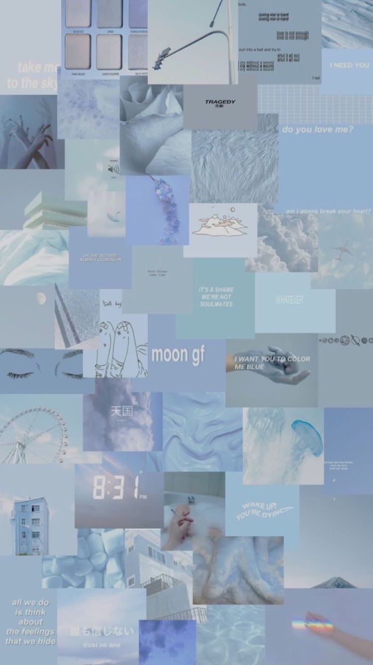Light Blue Aesthetics Collage Wallpapers on WallpaperDog