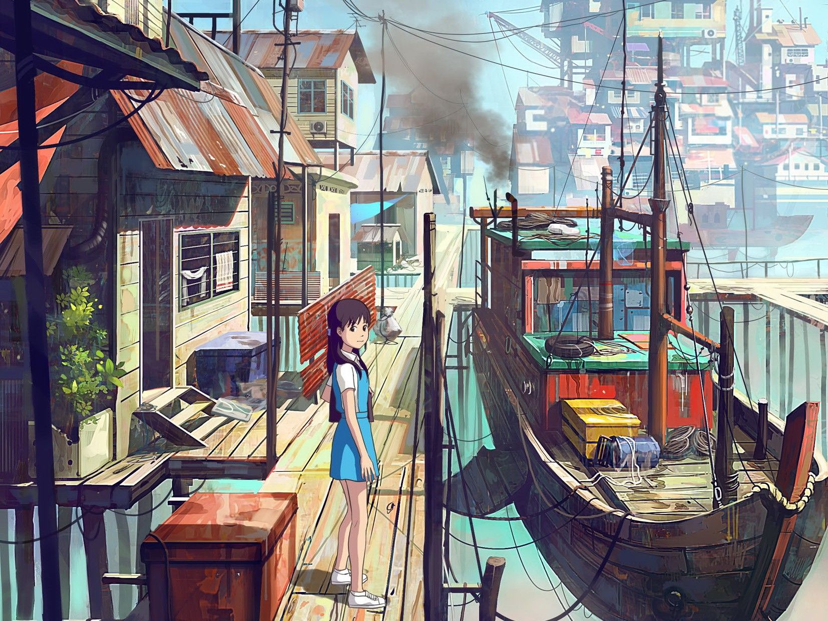Floating Anime City Wallpapers on WallpaperDog