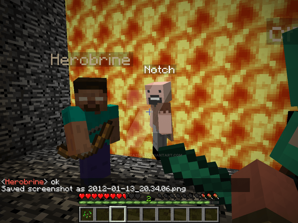 notch and herobrine fighting