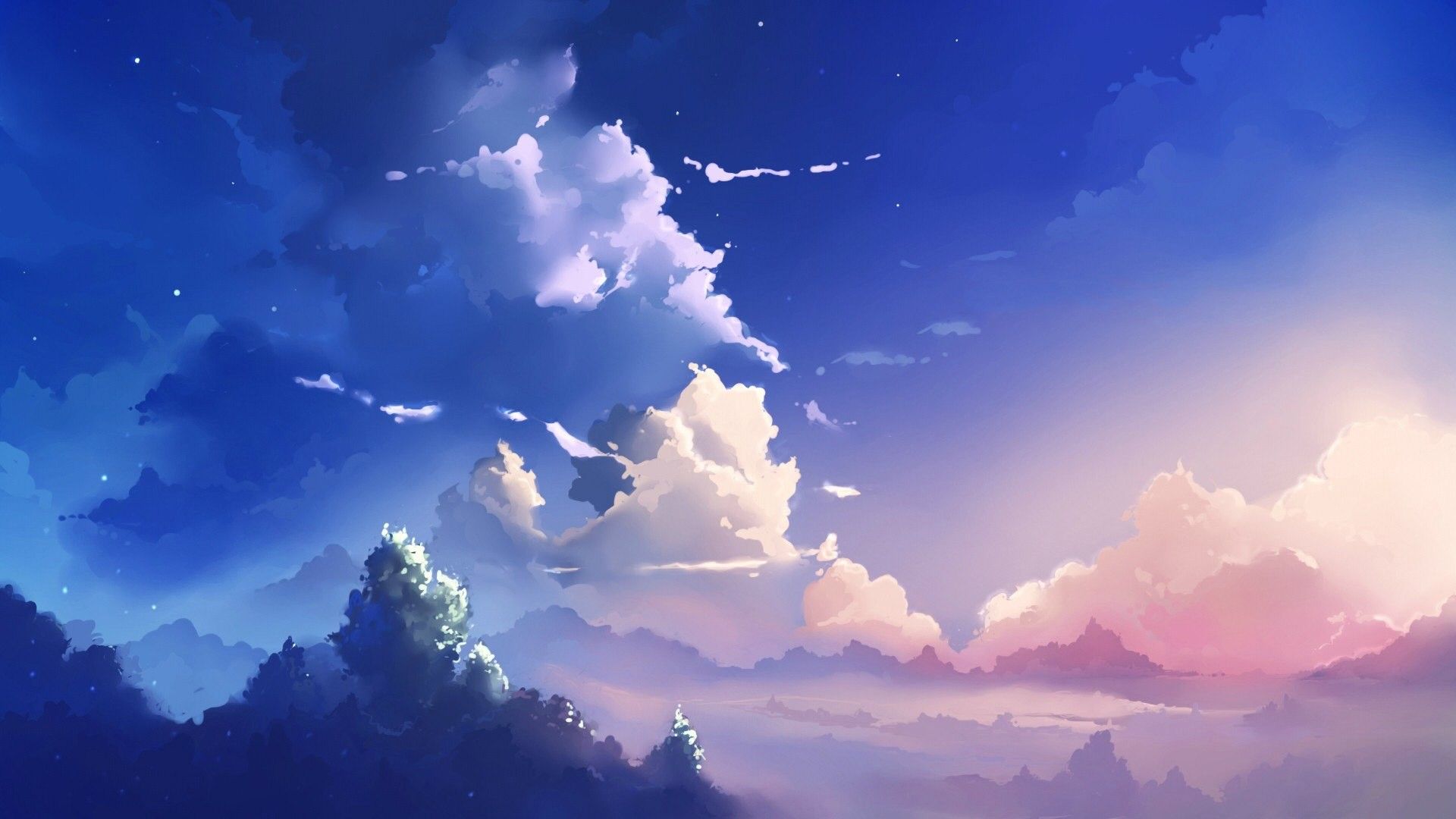 Clouds Anime Scenery Art Wallpaper 4K PC Desktop 6000b