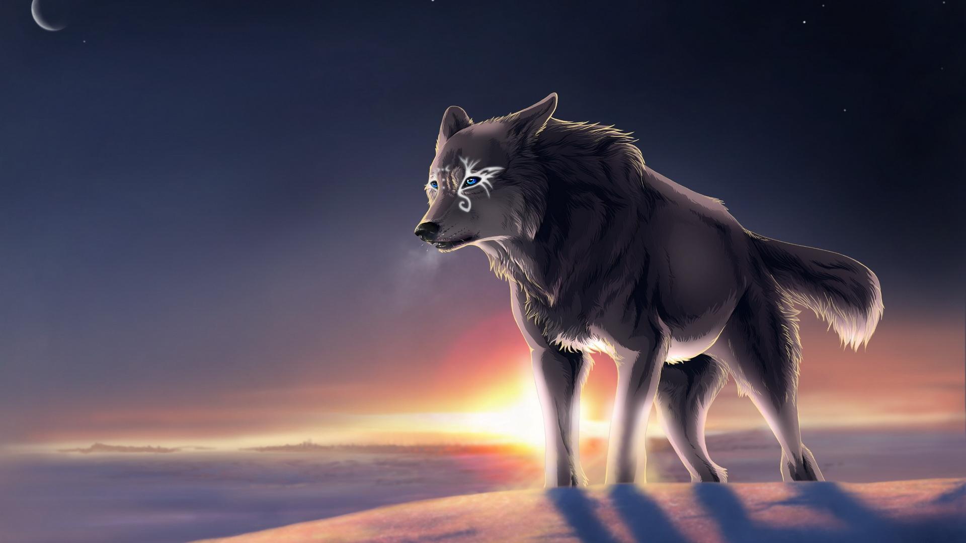 Buy Howling Black Alpha Wolf Full Moon Midnight Wallpaper Self Online in  India  Etsy
