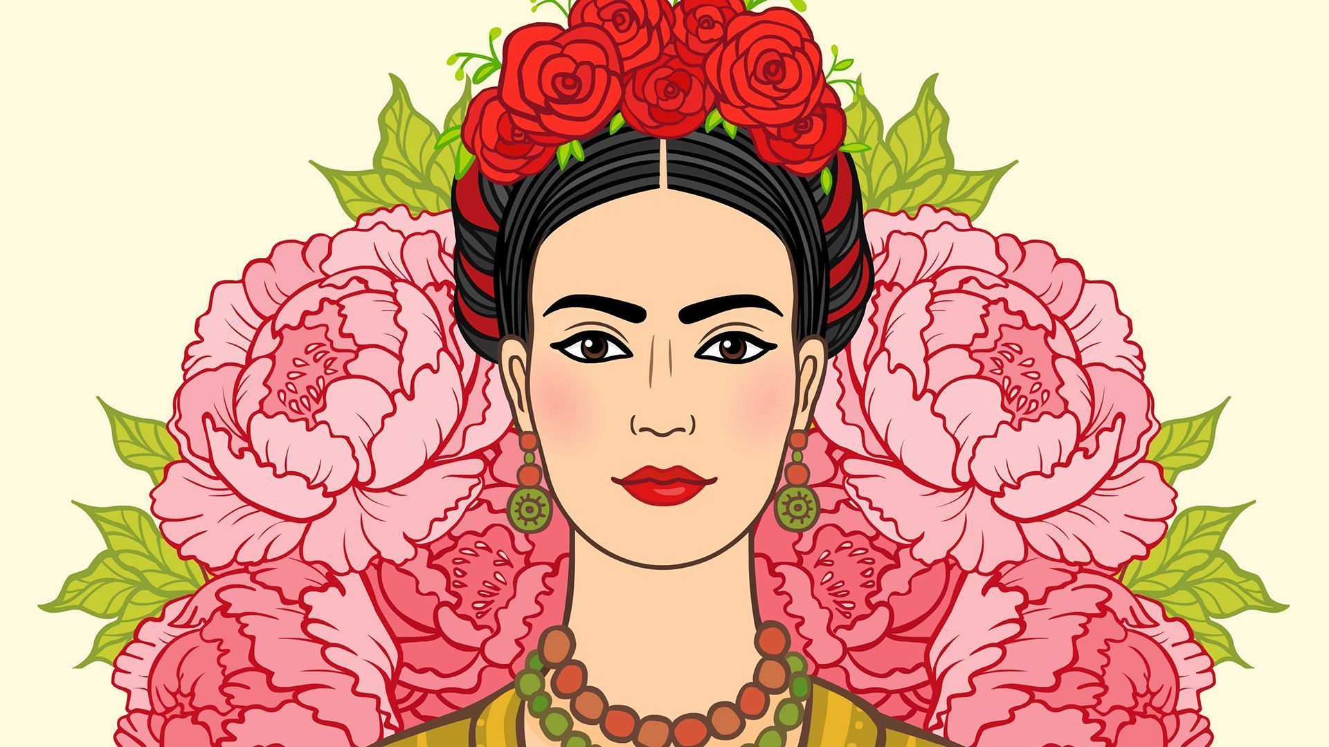 Blue Frida Kahlo Flower Wallpaper Mural  Hovia