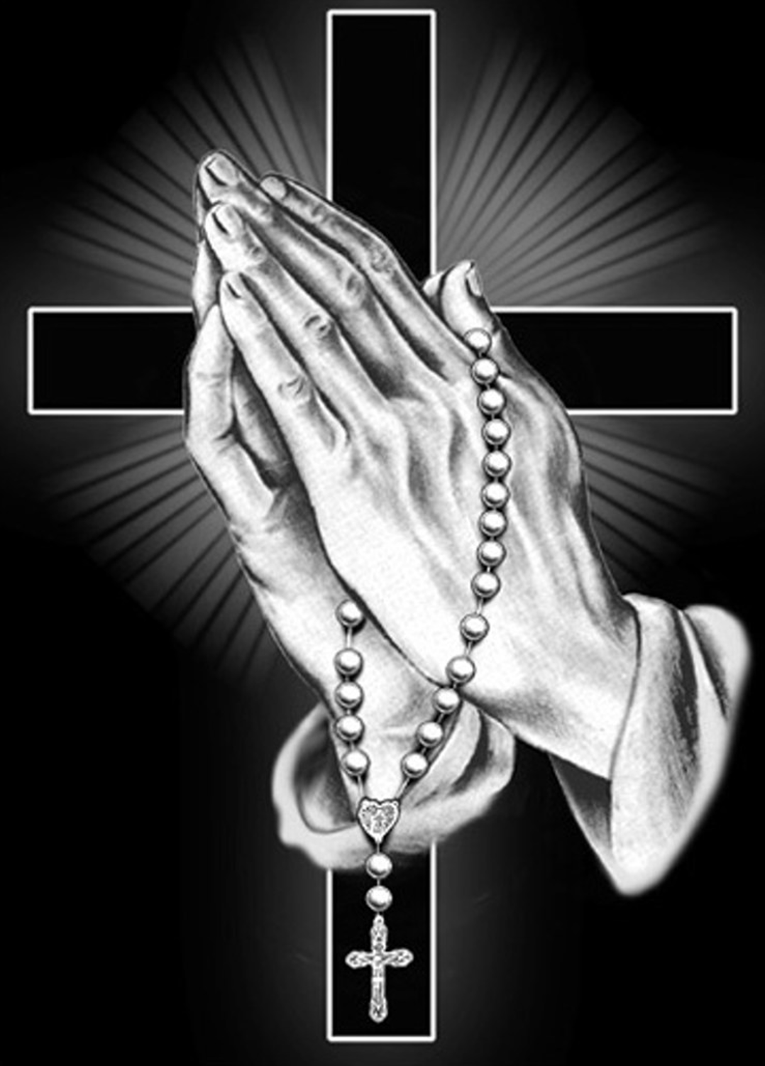 free stock photo of black and white, praying hand, rosary on praying hands with rosary wallpaper