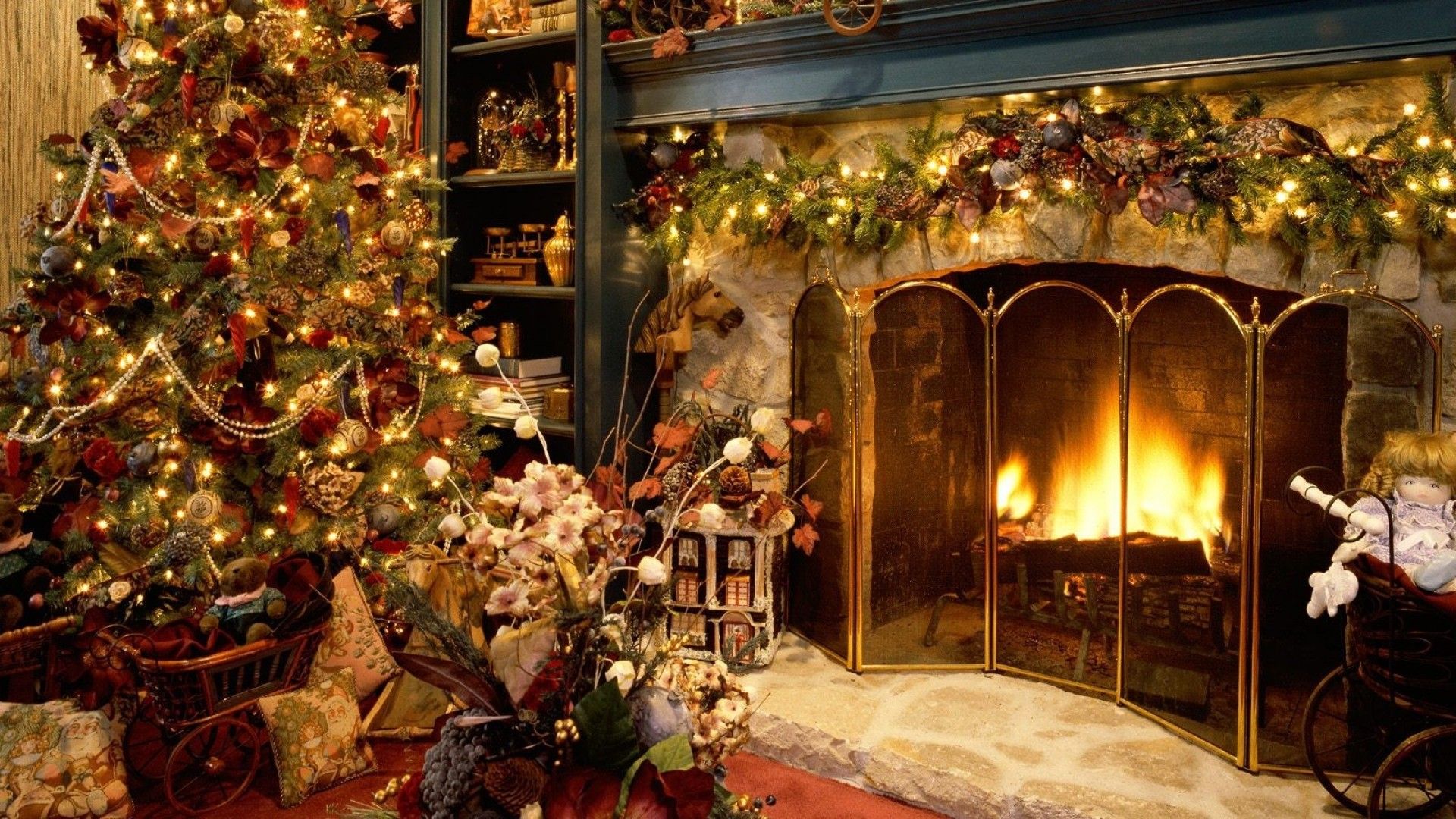 Christmas Fireplace Desktop Wallpapers on WallpaperDog