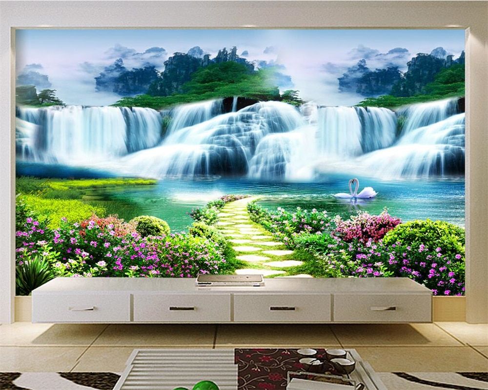 Flower Waterfall Trees Wallpapers On Wallpaperdog