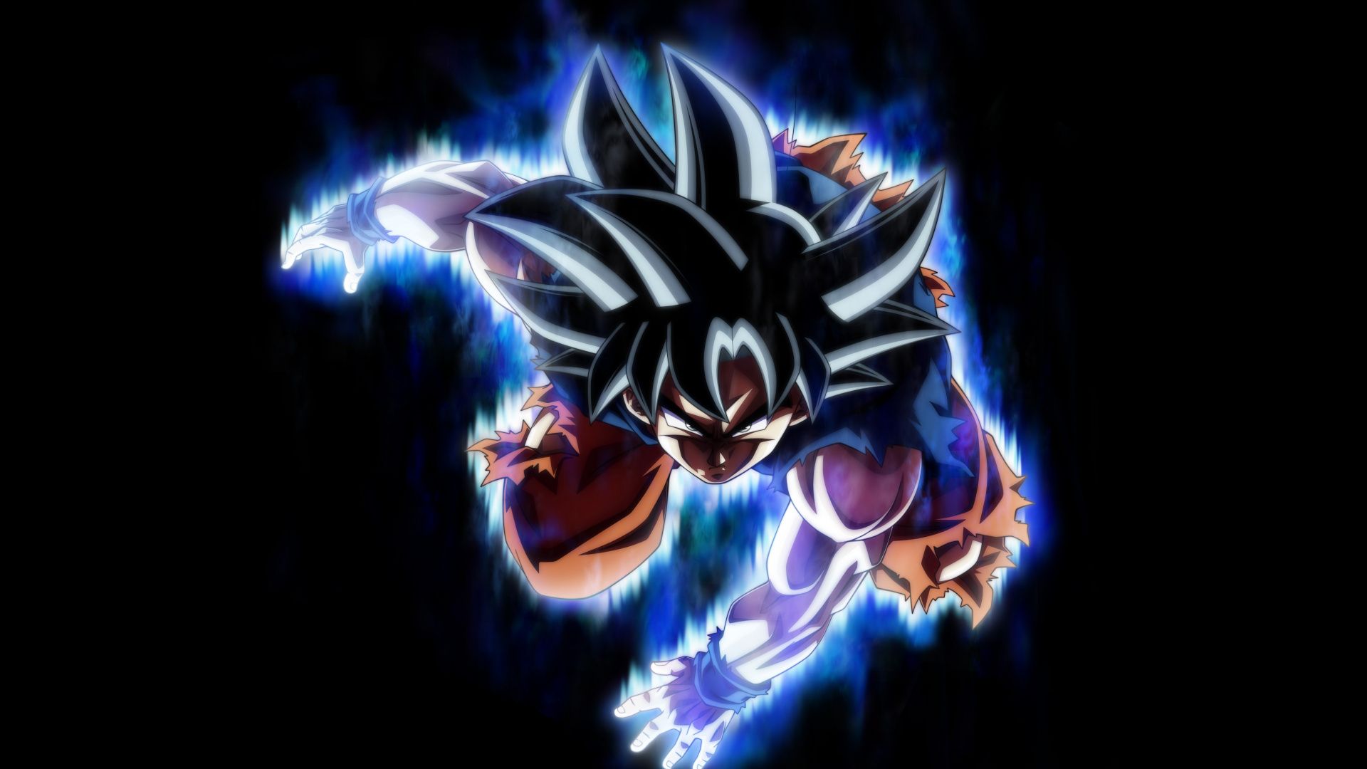 Download wallpaper 1366x768 full power, dragon ball super, black