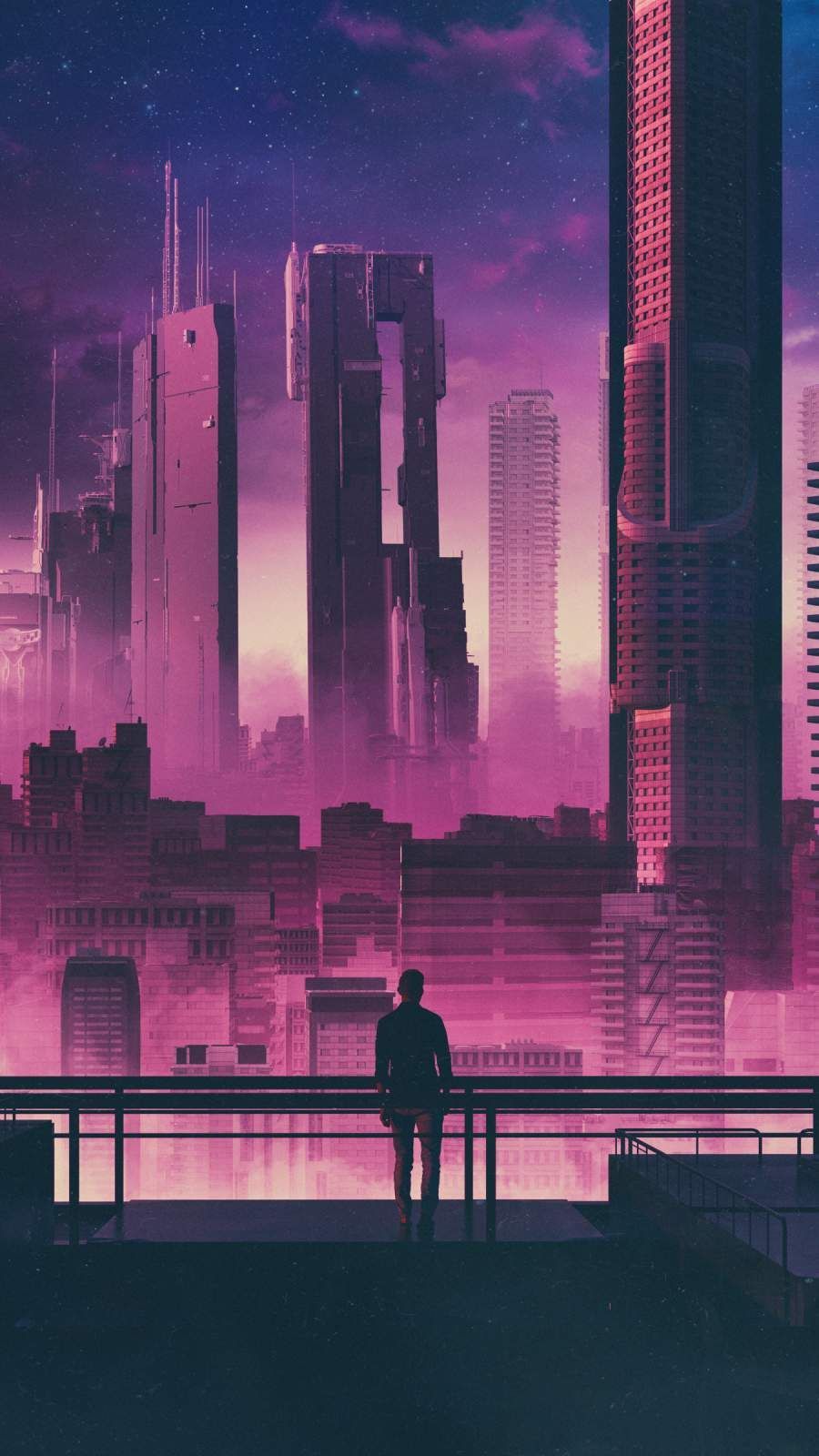 Sunset Scifi City 8K wallpaper download