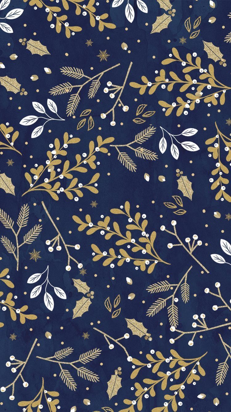 Navy And Gold Floral Wallpaper - Carrotapp