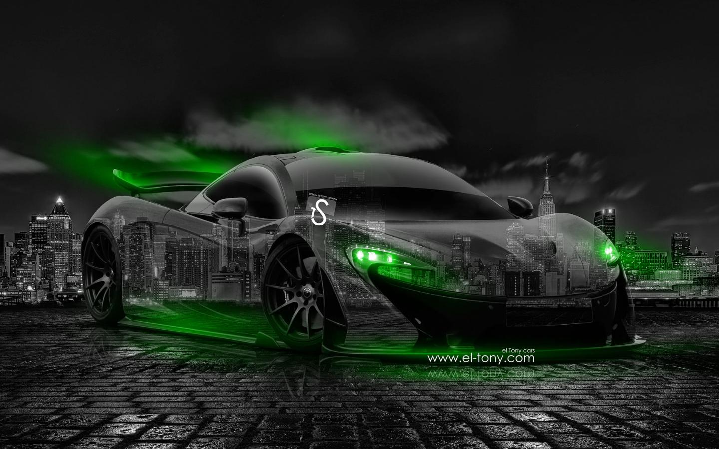 Premium AI Image | A green supercar with the word mclaren on the front.