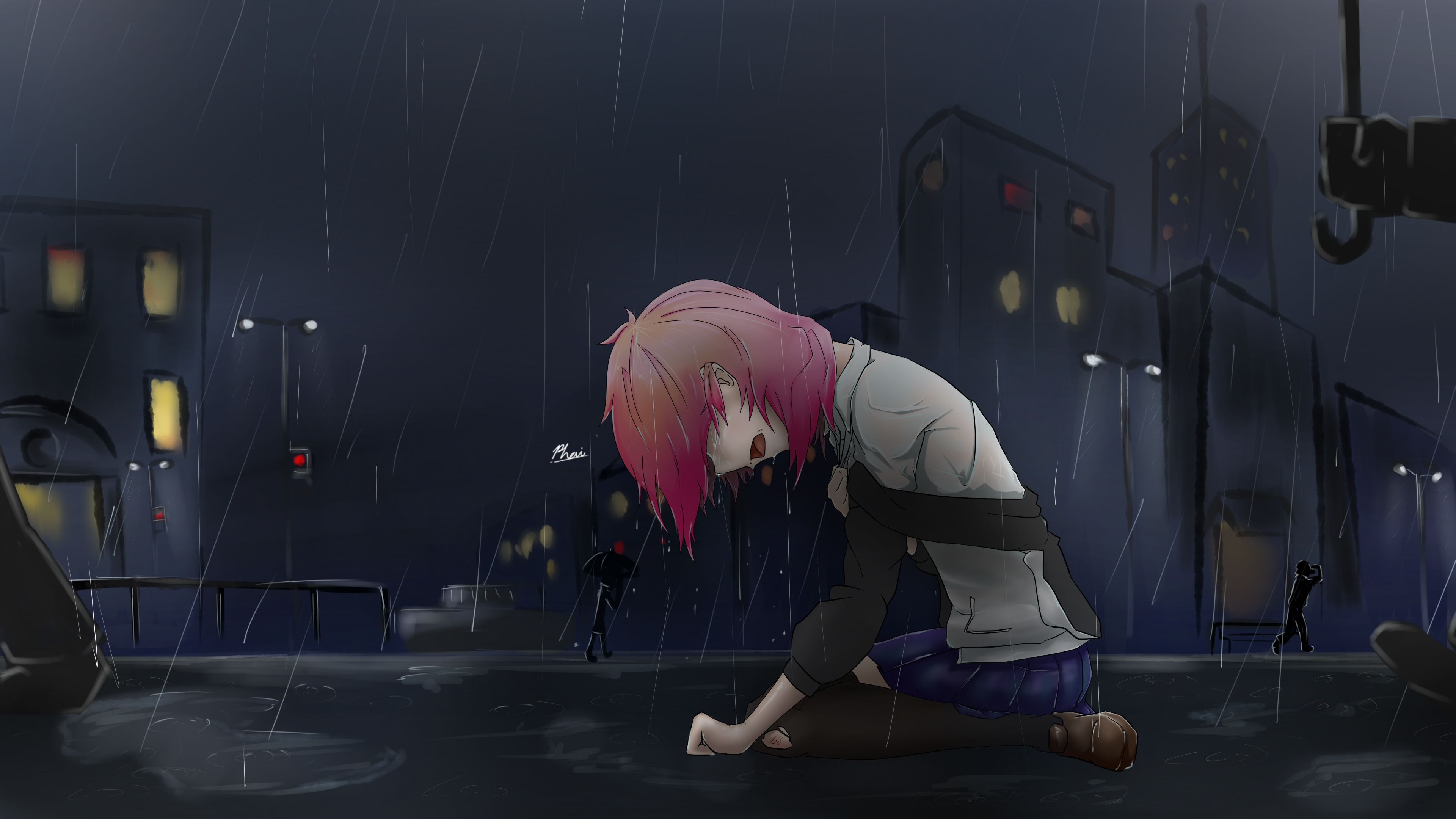 Download Sad Aesthetic Crying Girl Fanart Wallpaper