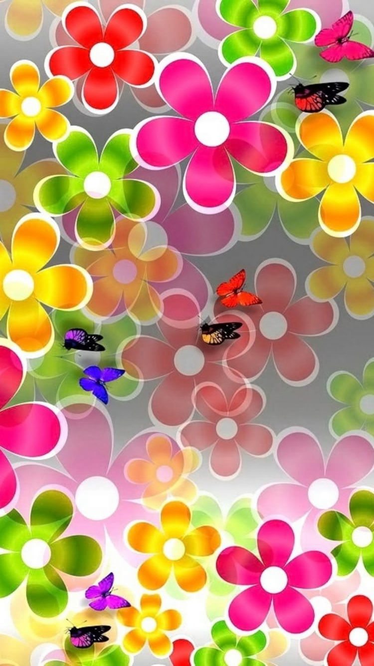 Cartoon Pink Flowers iPhone Wallpapers on WallpaperDog