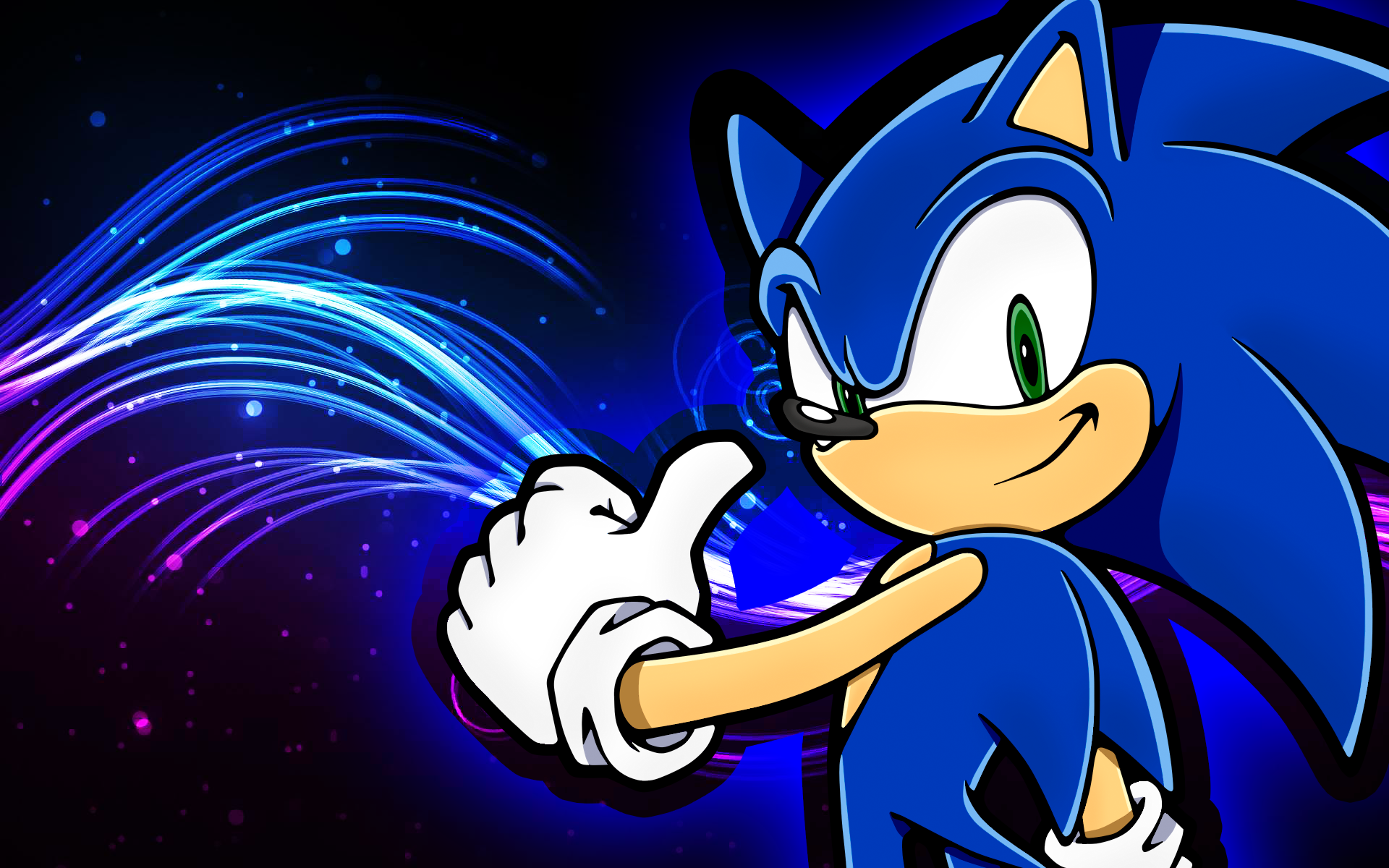 Sonic The Hedgehog With Hand Sign In Blue Background HD Sonic Wallpapers   HD Wallpapers  ID 48486