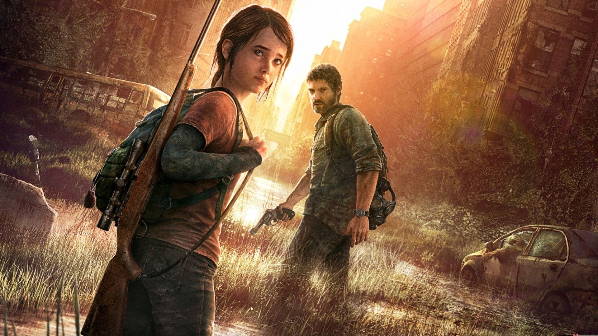 Wallpaper the city, guitar, skyscrapers, postapokalipsis, fan art, Ellie, the  last of us for mobile and desktop, section игры, resolution 1920x1080 -  download