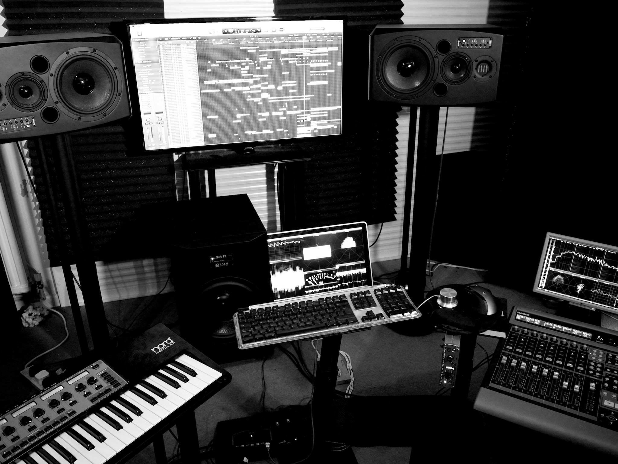 The Studio Of A Music Producer Has Different Electronic Equipment And Other  Music In It Background, Home Studio Picture Background Image And Wallpaper  for Free Download