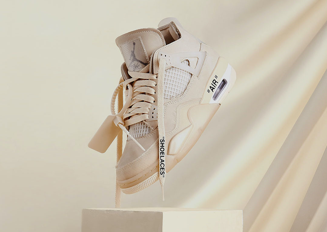 OFF WHITE x Air Jordan 4 “Sail” Beige  Pictures of shoes, Air jordans, Jordan  4 off white